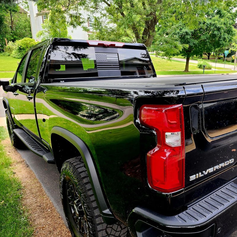 Zxiaochun Rear Middle Window American Flag Decal for Chevy Silverado/GMC Sierra 2019-2022 2023 2024 2025 Back Center Sliding Window USA Flag Vinyl Sticker Exterior Accessories(Matte Black) - Image 5